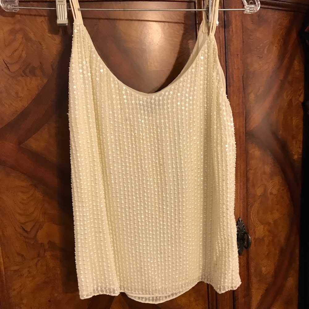 Tahari ivory silk shell.